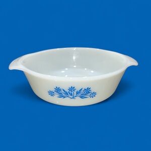 Vintage Anchor Hocking Fire King Round Blue Cornflower 1 Qt Casserole Dish #436